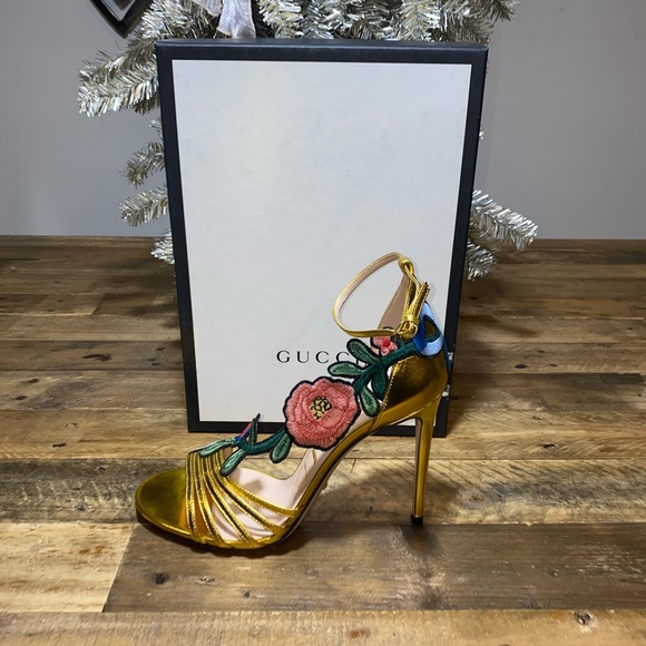 Gucci Ophelia Floral Leather Sandals - Picture 5 of 8